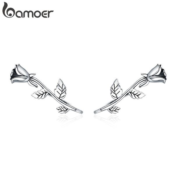 

bamoer аутентичные 100% стерлингового серебра 925 роза цветок завод серьги стержня для женщин стерлингового серебра ювелирные изделия мама п, Golden;silver