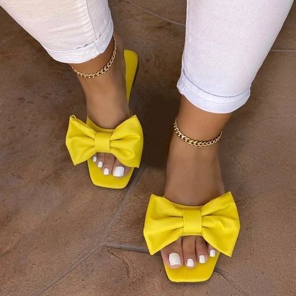 

women summer flats shoes woman slides slippers outdoor sweet cute bowties deco peep toe sandalias mujer sapato feminino d866, Black