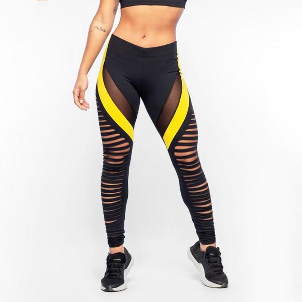 

bandage mesh hollow female yoga pants korean comfort soft sports fitness tight fit elastic daily leisure trousers, White;red