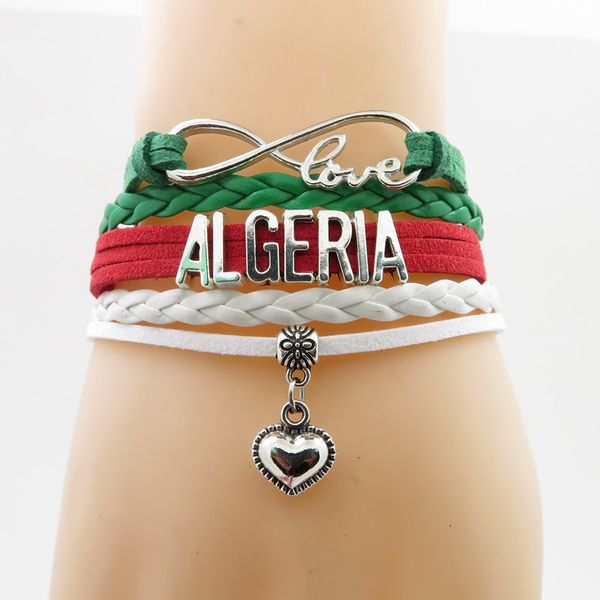 

infinity love algeria bracelet heart charm bracelet love algeria flag bracelets & bangle for woman and man jewelry, Golden;silver