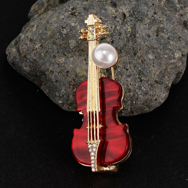 

crystal rhinestone musical instrument guitar brooch pin women breastpin, Gray