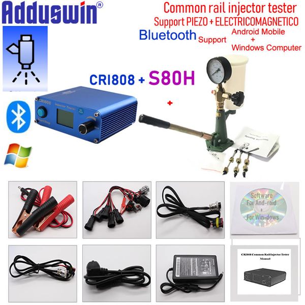 

cri808 diesel common rail injector tester plus s80h metal base nozzle validator nozzle tester, bluetooth injector repair tools