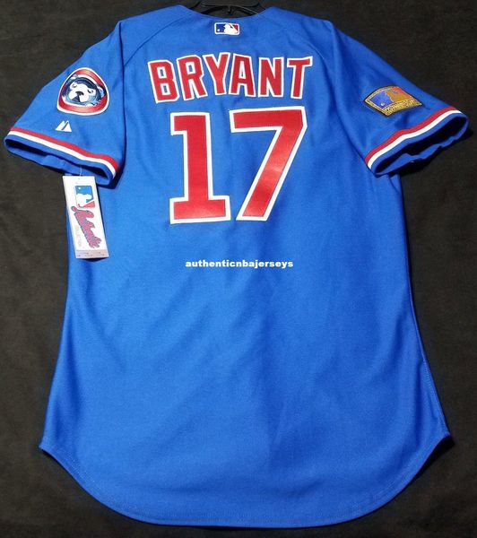 

majestic chicago tbtc,17# bryant, on field jersey mens stitched wholesale big and tall size xs-6xl baseball jerseys, Black;blue