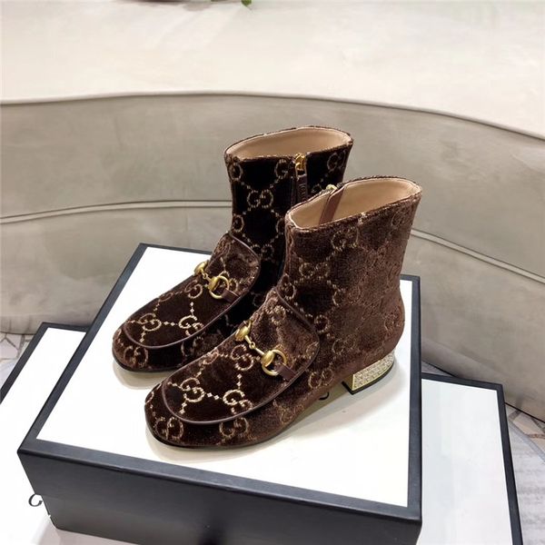 

luxury design women's shoes rhinestone heel boots round toe knight martin boots women's boots size 35-40 02, Black