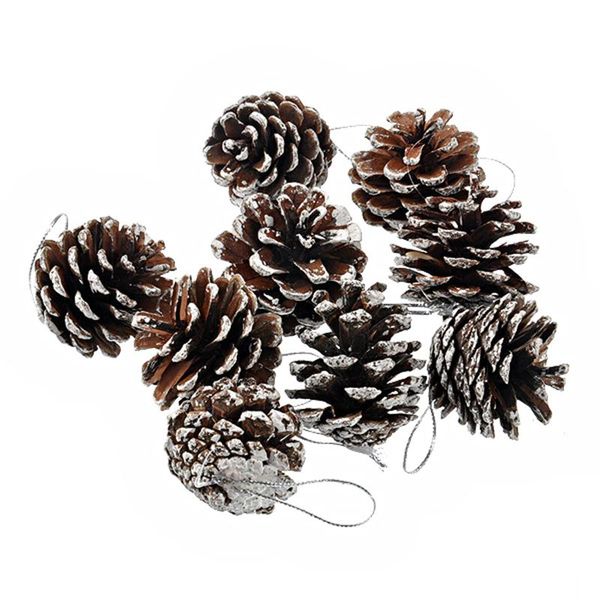 

christmas tree decorative natural pinecone pine nut christmas decoration - 9 pcs/set (silver