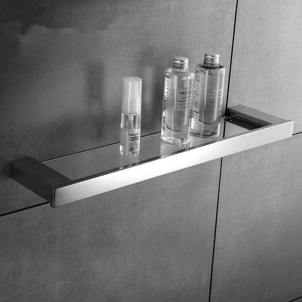 

wall hanging chrome 50cm storage rack 304 stainless steel glass shelf polished shower caddy bathroom accessories shampoo holder