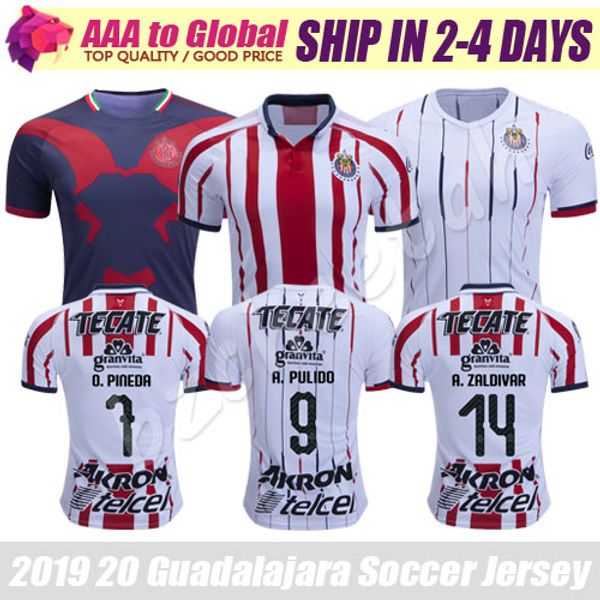 

chivas jersey 2019 2020 mexican league camisetas de futbol guadalajara liga mx a.pulido o.pineda a.zaldivar football shirt soccer jersey, Black;yellow