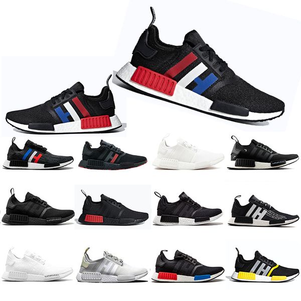 

fashion r1 running shoes thunder bred oreo runner primeknit og atmos japan triple black red marble women mens trainers sports sneakers