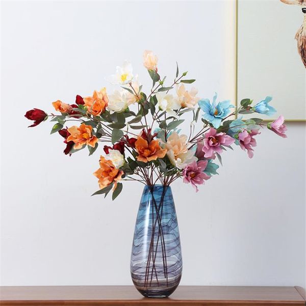 

7pcs fake long stem clivia (5 heads/ piece) simulation magnolia for wedding home showcase decorative artificial flowers