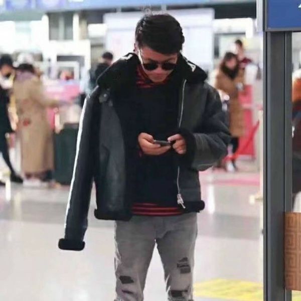 

мода пальто мужского отворота letters логос fur zipper leather jacket black jacket mens качества высокой моды теплых пальто hfwpjk107, Black;brown
