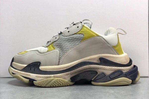 

men women pairs 17fw sneakers shoes fashion casual dad shoes trainers increasing sneaker beige leather triple s chaussures lts, Black