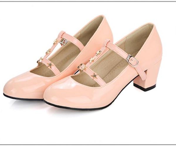 

2019 women's shoes in spring and autumn with new style middle heel coarse heel round head, Black