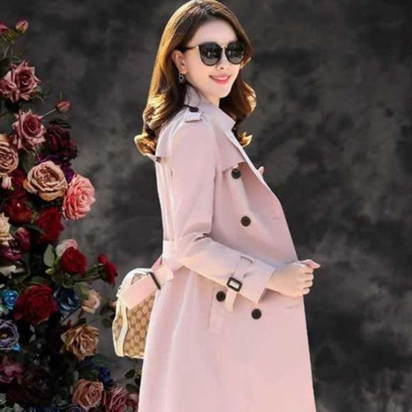 

women long trench double breasted vintage cloak 2020 new spring casual trench coat with sashes oversize overcoats windbreaker, Tan;black