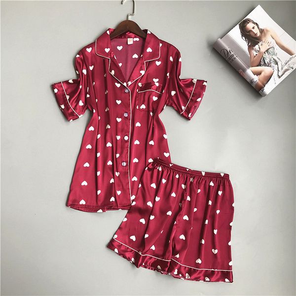 

summer new printing pajamas woman short sleeve shorts twinset sleepwear stain pajama set, Blue;gray