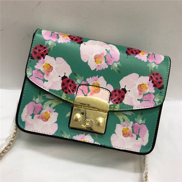 

новая мода печати сумка женская кожа плече сумка разноцветные божья коровка цветок граффити небольшой квадратный мешок