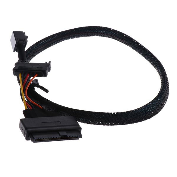 

0.5m/1.5ft mini sas hd sff-8643 to u.2 sff-8639 cable cord with sata power