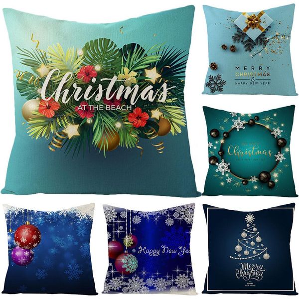 

40# new fashion 45x45cm merry christmas tree deer snowflake bell star cushion cover pillow case home decor poszewki