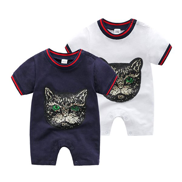 

In romper 2019 ummer new tyle kid cotton hort leeve cartoon cat head romper kid clothing 2 color hipping
