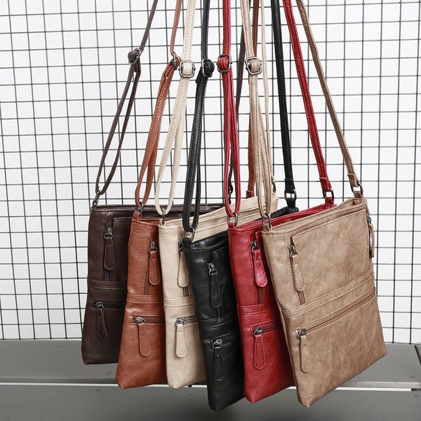 

2019 womens solid leather handbag purse satchel cross body zipper shoulder bag messenger bag#t2