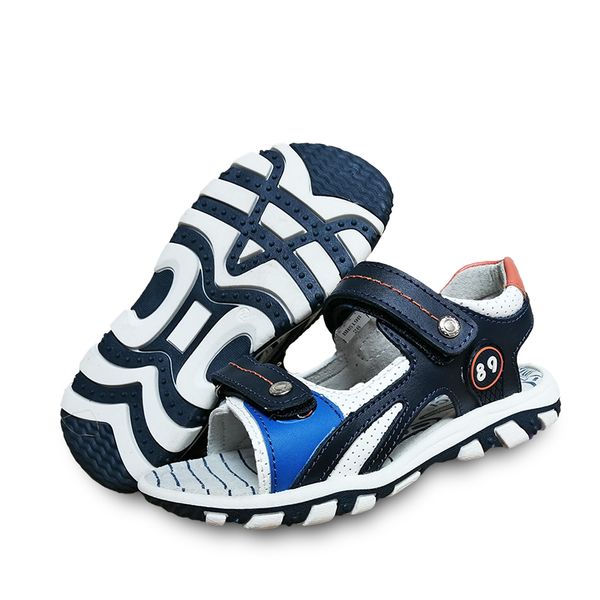 

2020 new summer 1pair fashion genuine leather arch support shoes children leather sandals boy kids sandals, Black;red