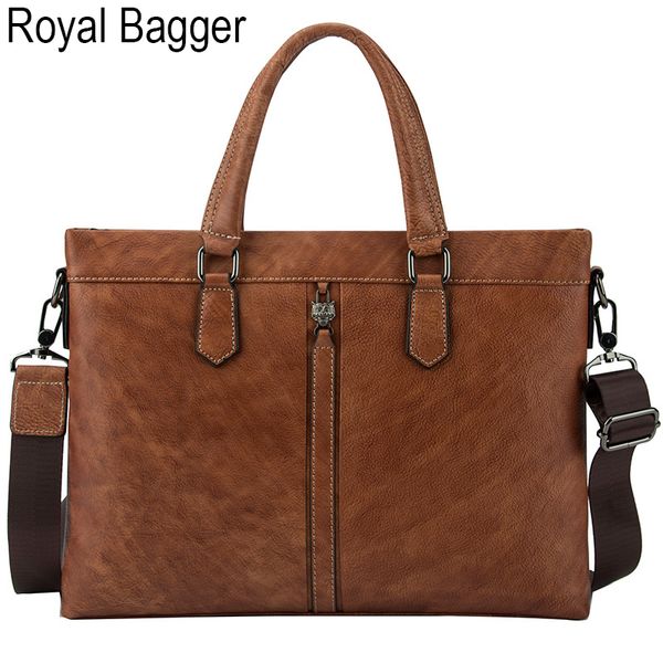 

royal bagger lapbriefcase handbag for men genuine cow leather business travel high capacity cool big handbag casual