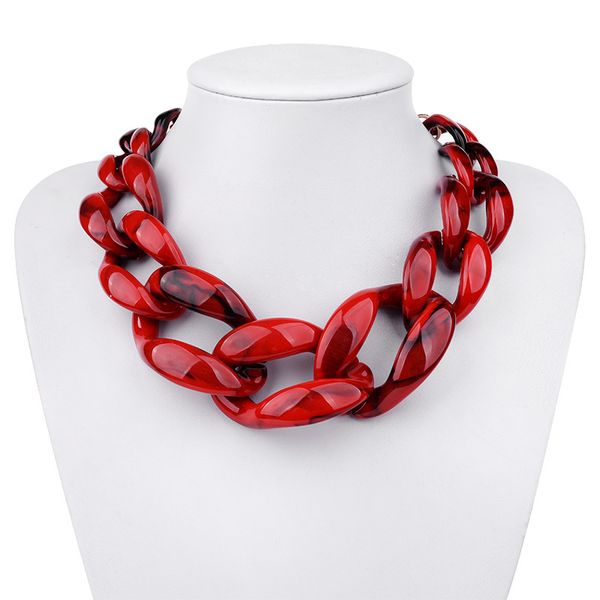 

bojiu 14 color cute big acrylic choker necklaces for women boho gold chain plastic punk collar necklace lady gift jewelry nk1074, Silver