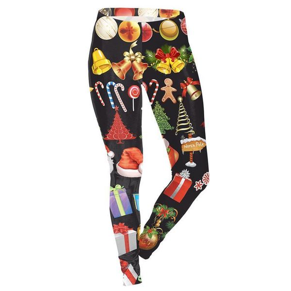 

christmas tights feet features fashion women digital print small elastic trousers breathe pants designer women leggings, Black