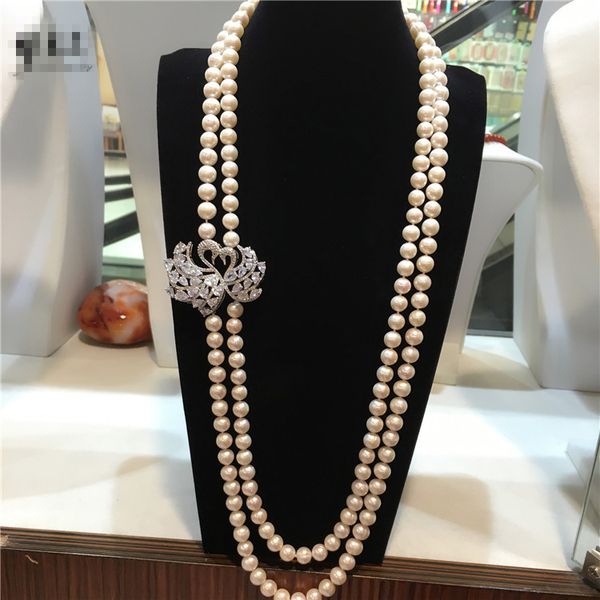 

new sell european american styles natural 9-10mm big white baroque pearl necklace fashion jewelry 001, Silver
