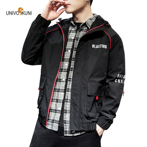 

univos kuni jacket male spring men's casual youth hooded versatile tooling long sleeve trend size m-3xl wyr105, Black;brown