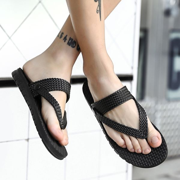 

2019 men sandals summer breathable fashion flip flops male light soft slippers shoes men non-slip beach shoes sandalia masculina, Black