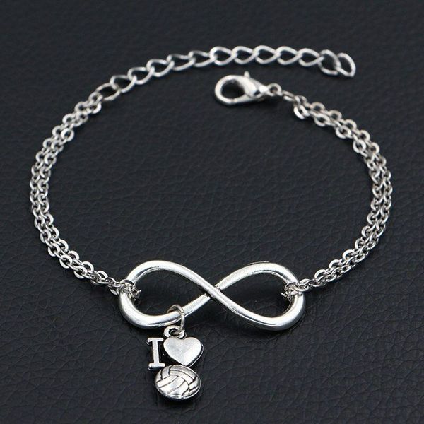 

new i love volleyball charms silver pendants love infinite bracelet dangle fashion zinc alloy antique silver men women jewelry gifts, Golden;silver