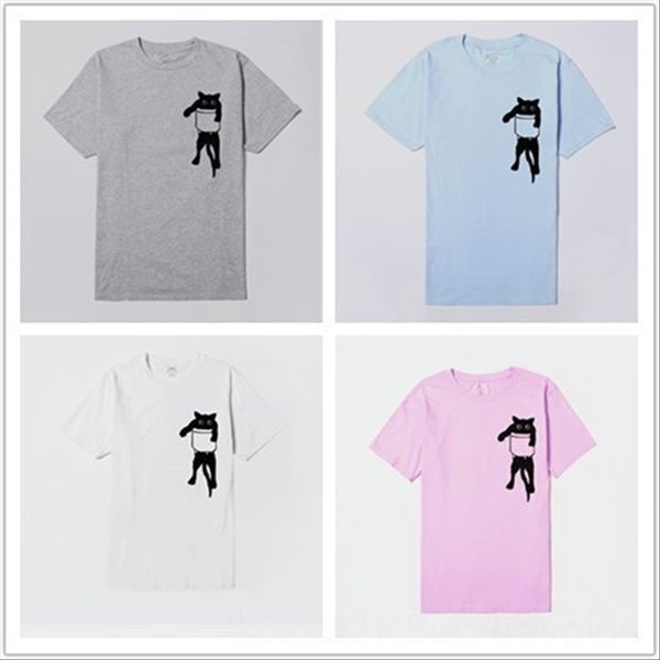 

joom chest label pocket cat t-shirt loose large size female short sleeve joom chest label pocket cat t-shirt loose large size female short s, White