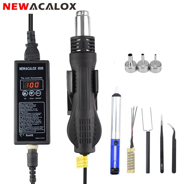 

newacalox heat gun eu 100-240v 100-320w mini air gun rework smd soldering station heat blower hair dryer for soldering