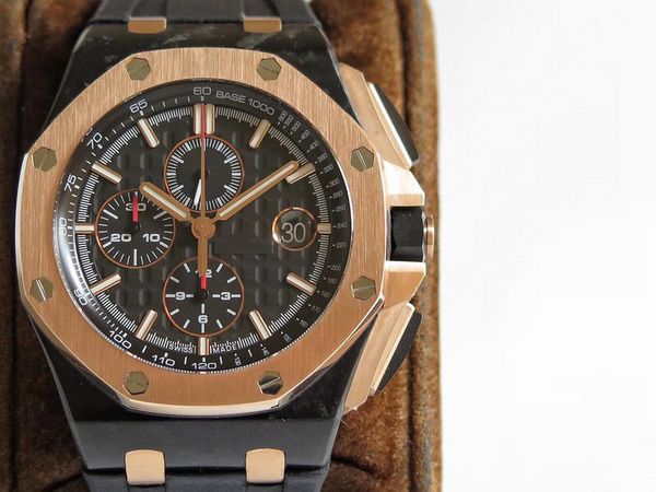 

jf v2 latest version luxury mens watch 7750 cal.3126 automatic mechanical chronograph sapphire glass buckle 26406 designer watches, Slivery;brown
