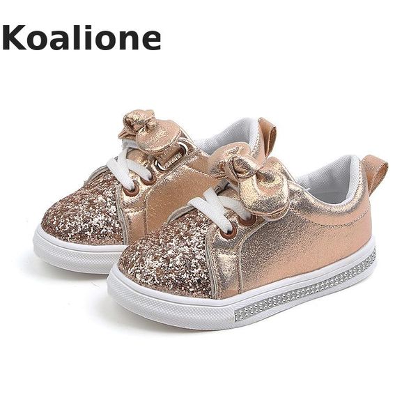 

kids shoes for girls children casual shoes baby girls sneaker bow-knot glitter leather toddler princess pink spring autumn, Black;red