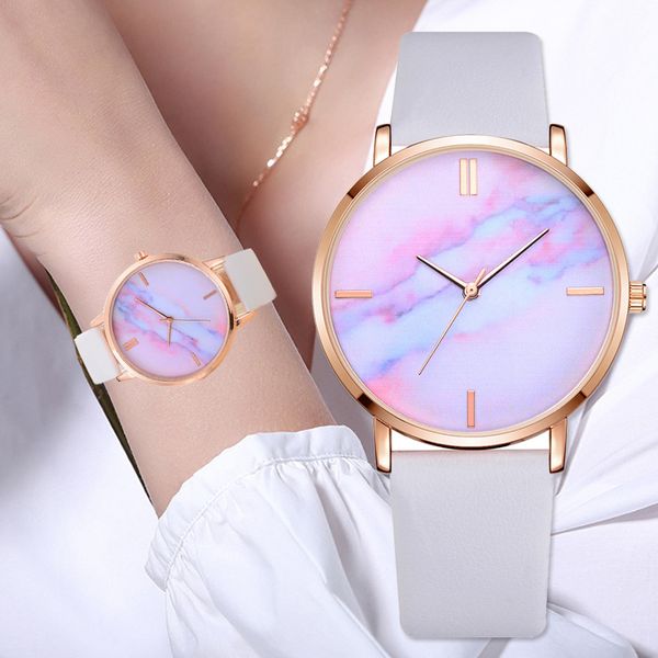 

2018 lvpai brand women watches luxury leather strip marble dial dress wristwatch ladies gift quartz clock relogio feminino t190619, Slivery;brown