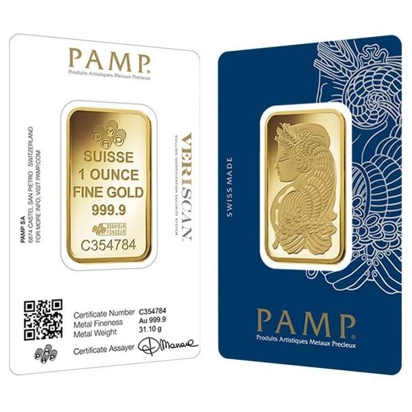 

5g/10g/1 oz Gold Bar PAMP Suisse Lady Fortuna Veriscan High Quality Copy Gold Plated Bar Business Gifts Metal Crafts