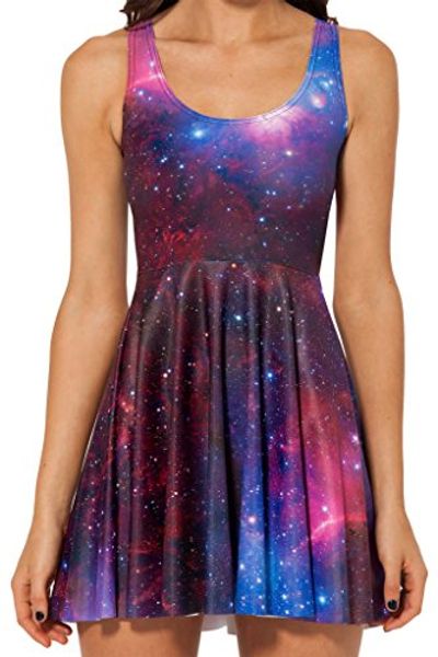 

sister amy women's galaxy printed elastic sleeveless shaping camisole skater, Black;gray