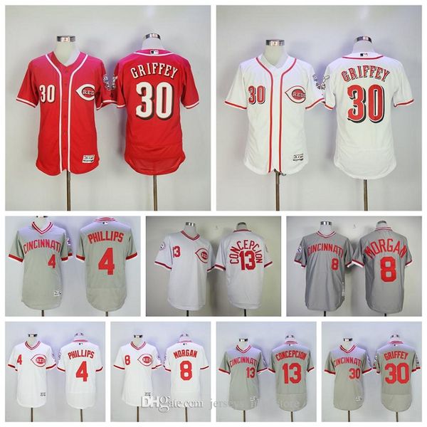 

cincinnati baseball reds 4 brandon phillips jersey pullover retire 8 joe morgan 13 dave concepcion 30 ken griffey jr jersey, Blue;black