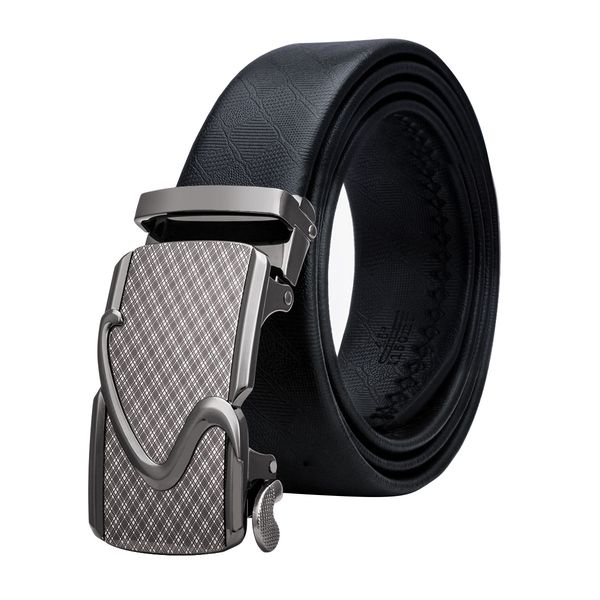 

hi-tie new fashion leather belts for men male luxury jeans automatic ratchet buckle 110-160cm long dk-0045, Black;brown