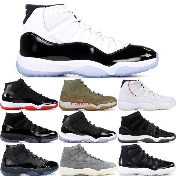 

11 prom night xi cap and gown 11s gym red prm heiress midnight navy men basketball shoes bred space jam sneakers 36-47