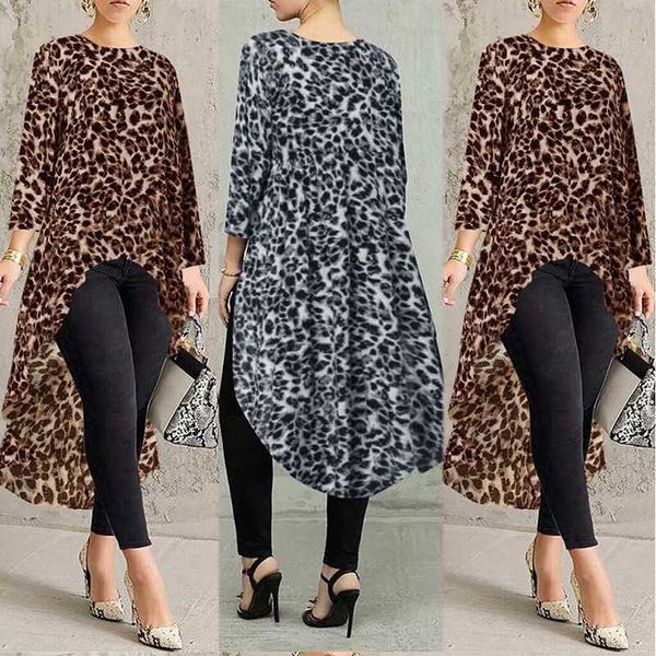 

leopard blouse women tunic 2020 summer vintage long shirts office holiday party plus size blusa, White