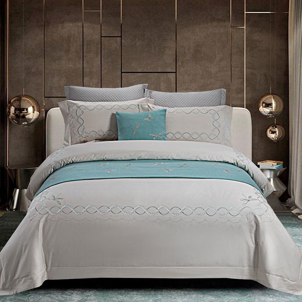 

постельные принадлежности склад хлопок вельвет хлопок отеля домашний текстиль 4шт постельного белья вышивка листов обложка установить ff80s