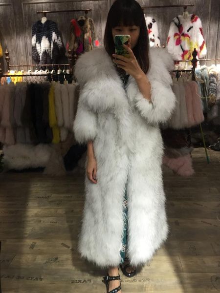 

sqxr fur real raccoon dog fur coat knitted coat women natural jacket, Black