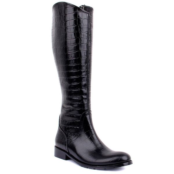 

sail-lakers black leather croco pattern women boots