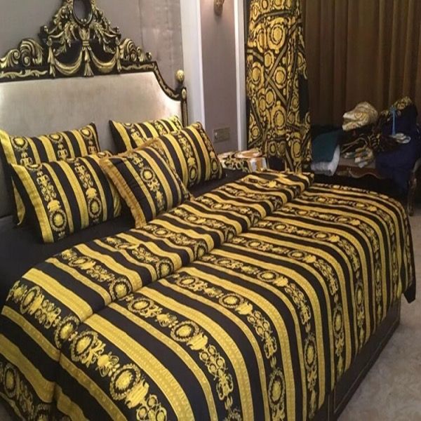 

french italy design print brand 4/5pcs black gold bedding sets quilts gray gold brand wedding bedding sets duvet cover/sheet/pillowcase