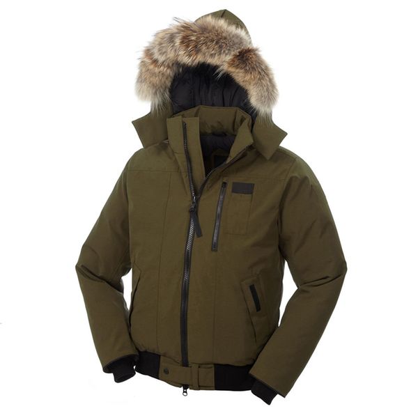 

мода классического стиля пуховик для мужчин coyote fur среднего стиля пальто зима теплой борден-бомбардировочной мужчины parka борден bomber, Black
