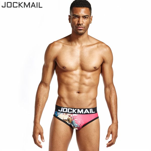 

jockmail бренд мужские трусы нижнее белье с низкой талией печати сексуальное нижнее белье мужские трусики, Black;white