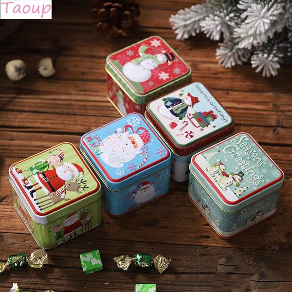 Taoup Cartoon Metal Small Christmas Gift Box Santa Claus Snowman