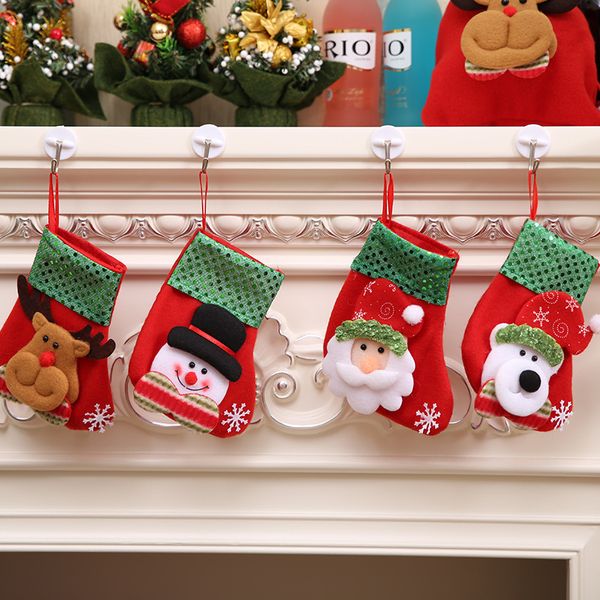 

sequins christmas stocking santa claus sock gift bag kids xmas noel decoration candy bag bauble christmas tree ornaments supplie